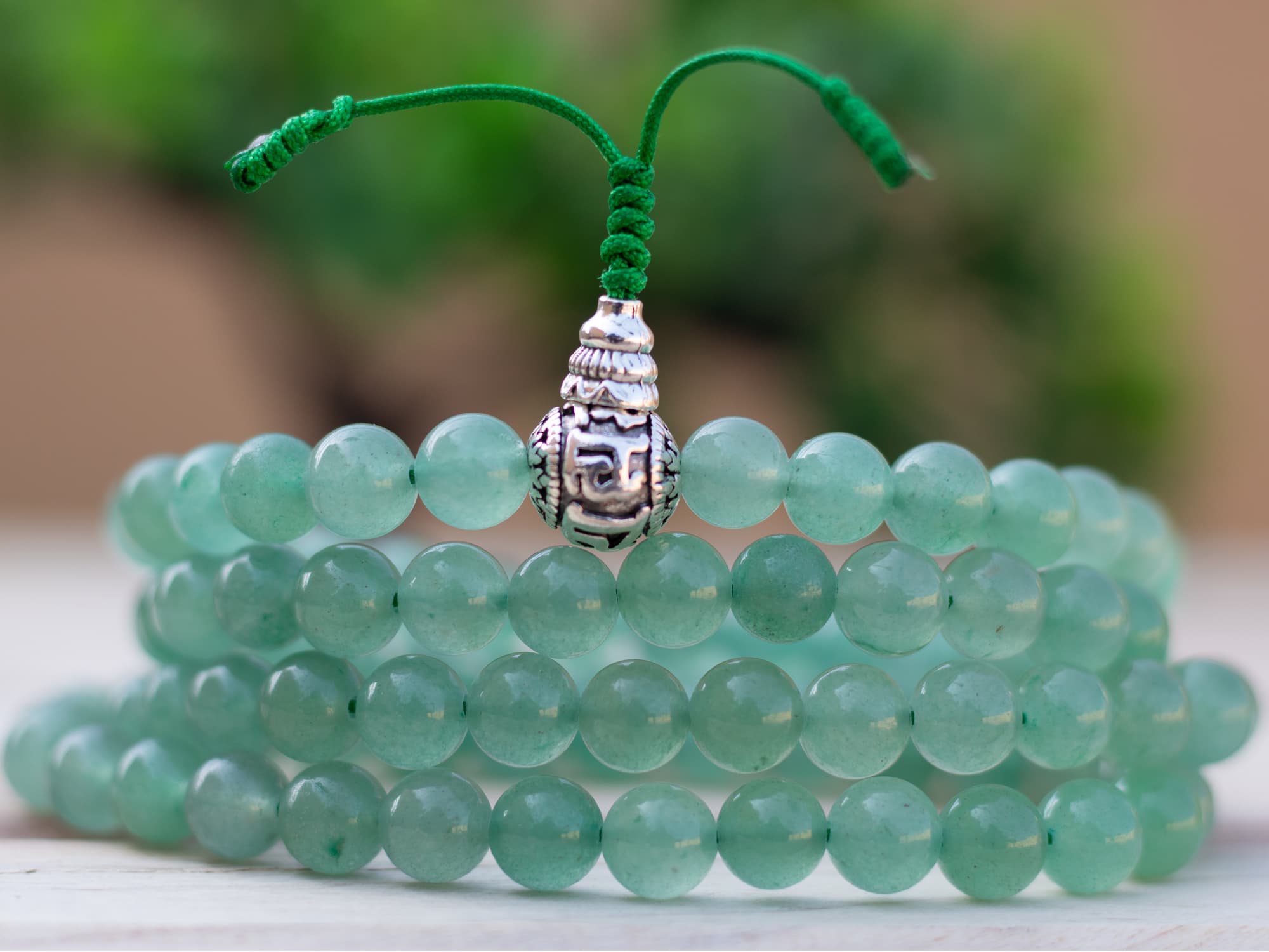 Green Aventurine Stone Prayer Bead Mala – 108 Beads, 8mm